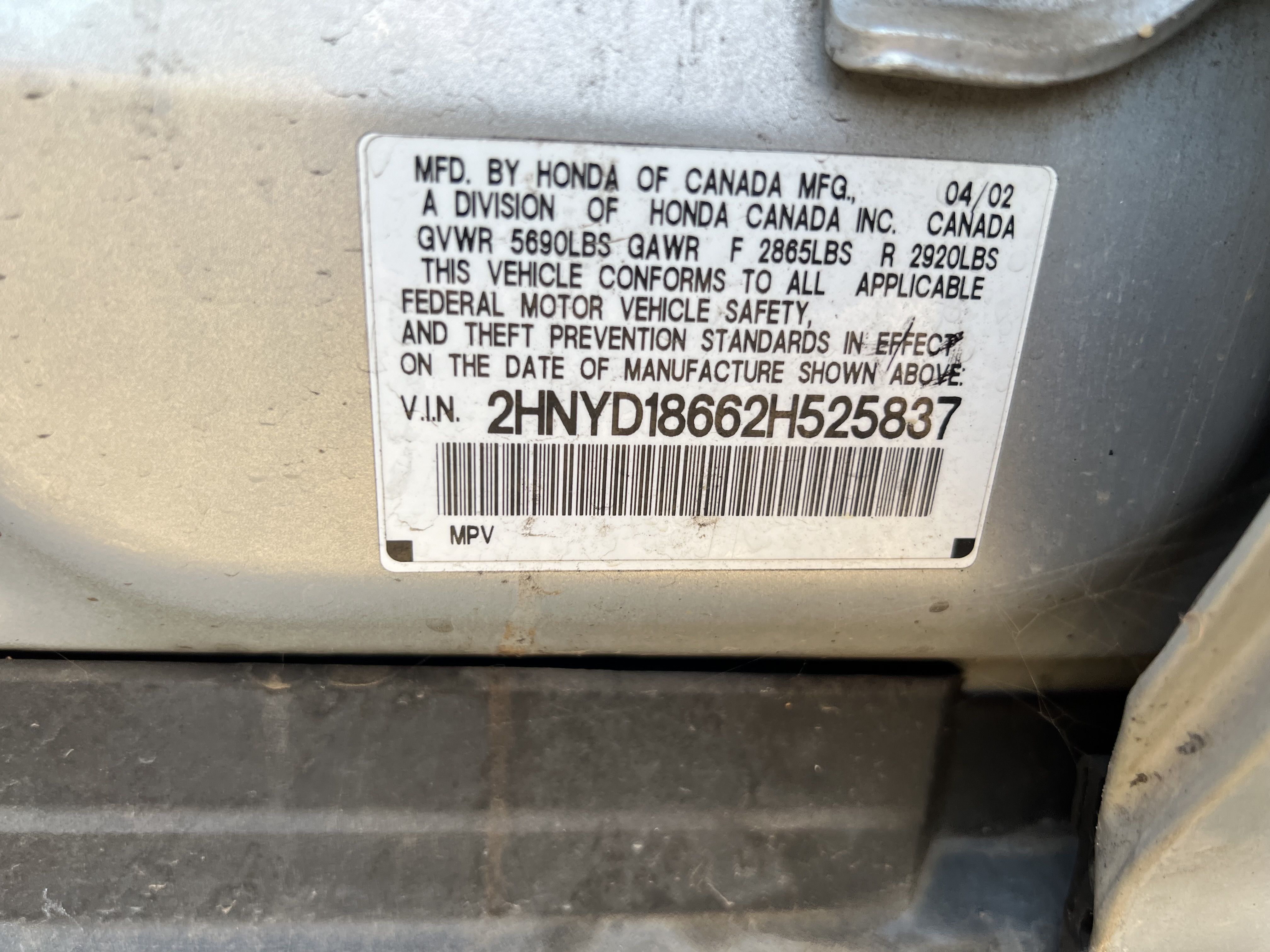 2002 ACURA Mdx