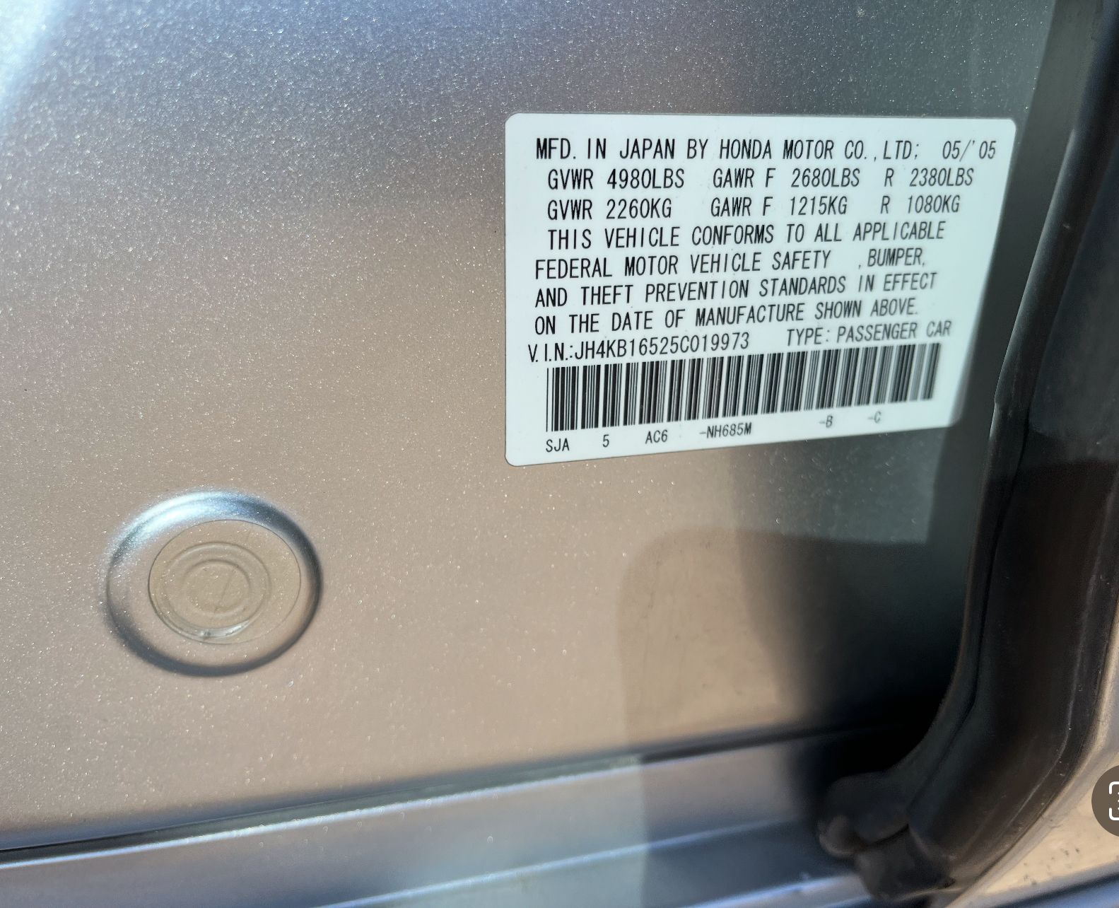 2005 ACURA Rl