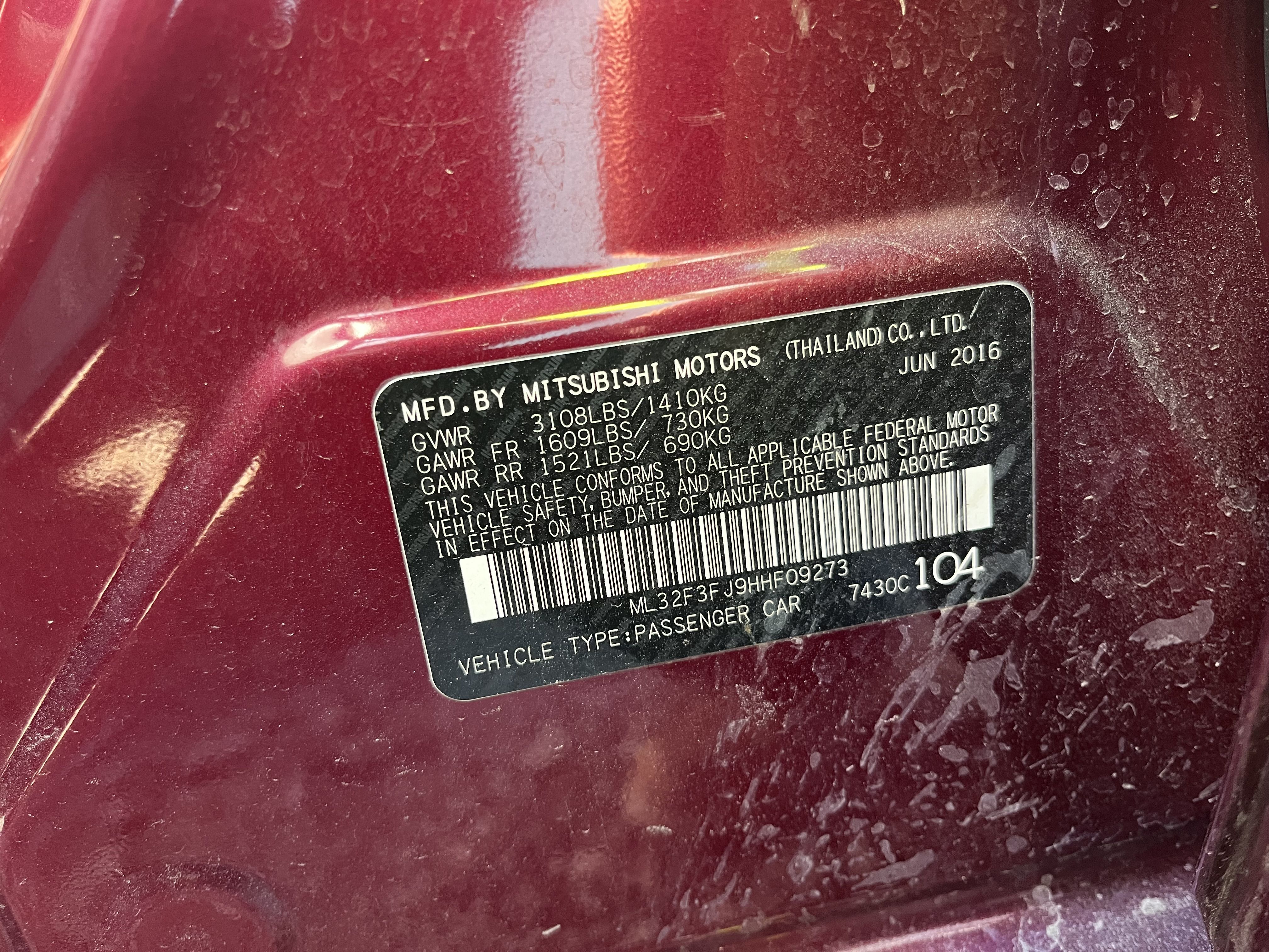 2017 MITSUBISHI Mirage G4