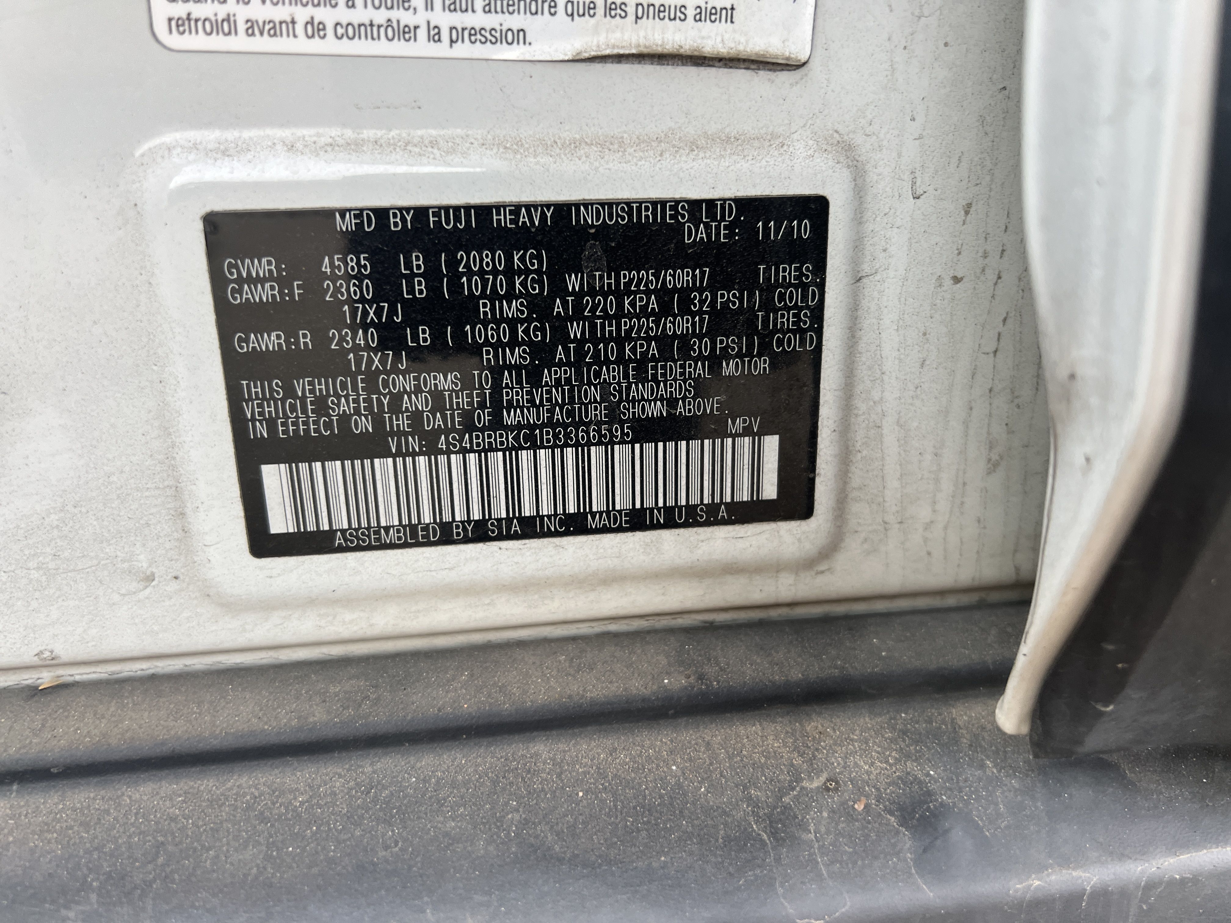 2011 SUBARU Outback